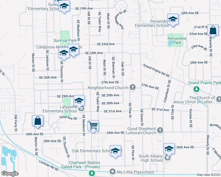 map of restaurants, bars, coffee shops, grocery stores, and more near 1311 Southeast 29th Avenue in Albany