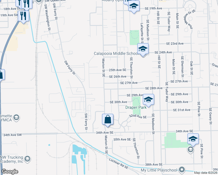 map of restaurants, bars, coffee shops, grocery stores, and more near 326 Southeast 28th Avenue in Albany