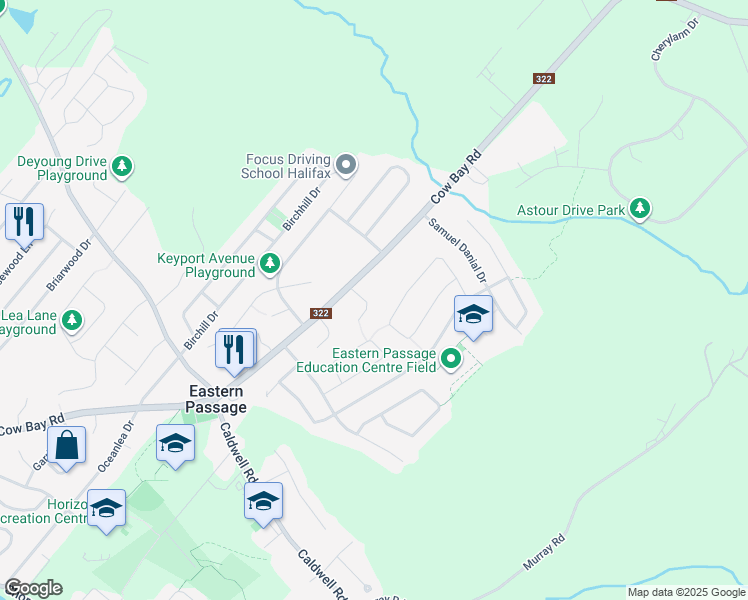 map of restaurants, bars, coffee shops, grocery stores, and more near 24 Midyat Court in Eastern Passage