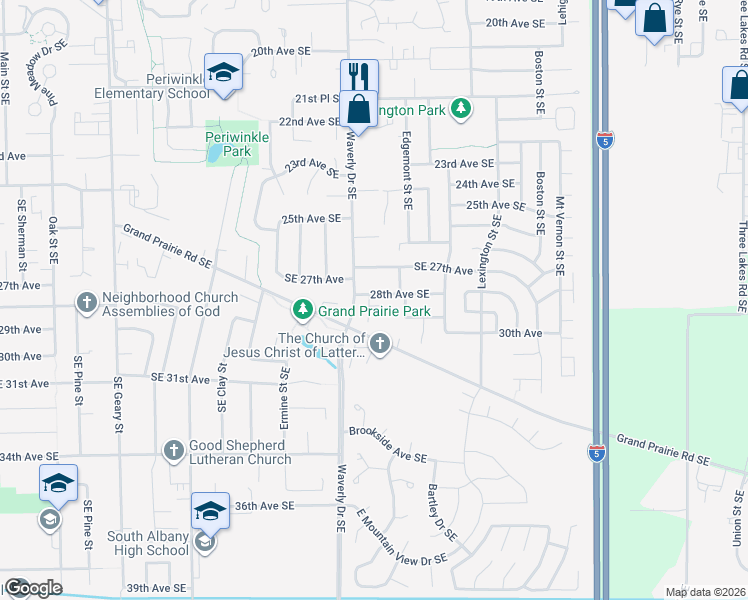 map of restaurants, bars, coffee shops, grocery stores, and more near 2900 Raleigh Court Southeast in Albany