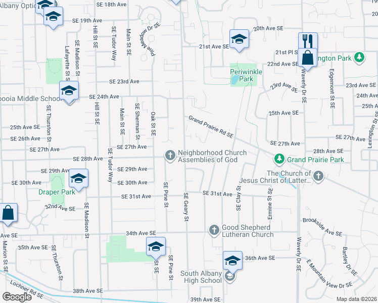 map of restaurants, bars, coffee shops, grocery stores, and more near 1823 27th Avenue Southeast in Albany