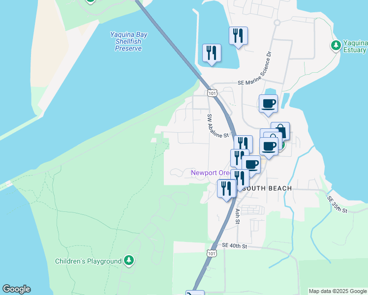 map of restaurants, bars, coffee shops, grocery stores, and more near 217 Southwest 29th Street in Newport
