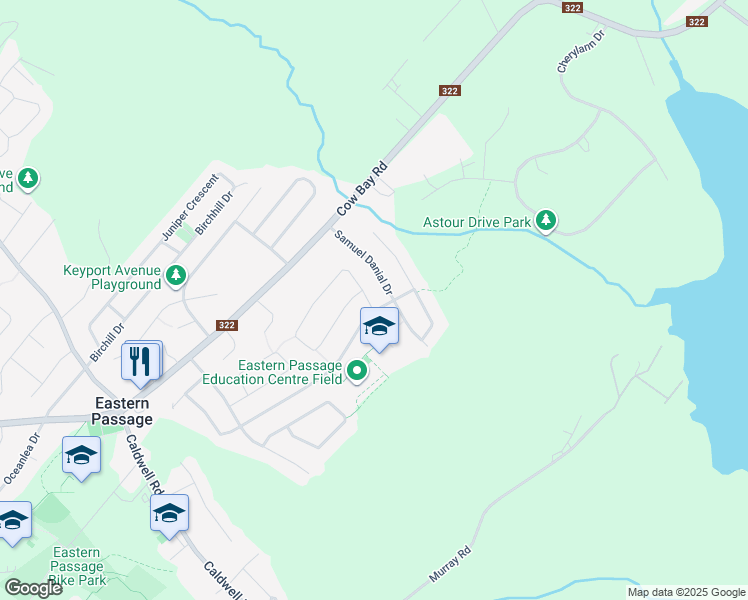 map of restaurants, bars, coffee shops, grocery stores, and more near 5 Jeep Crescent in Eastern Passage