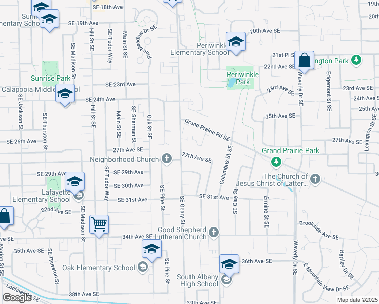 map of restaurants, bars, coffee shops, grocery stores, and more near 1841 27th Avenue Southeast in Albany
