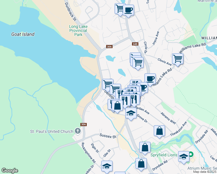 map of restaurants, bars, coffee shops, grocery stores, and more near in Halifax