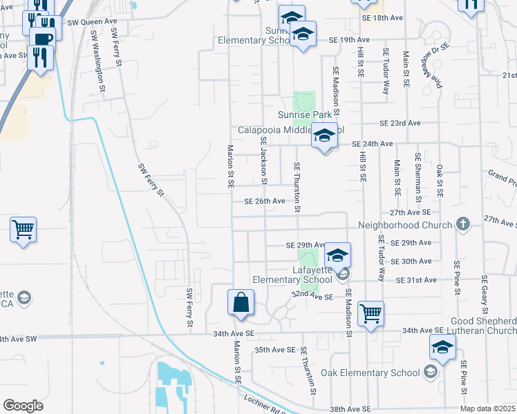 map of restaurants, bars, coffee shops, grocery stores, and more near 366 Southeast 26th Avenue in Albany