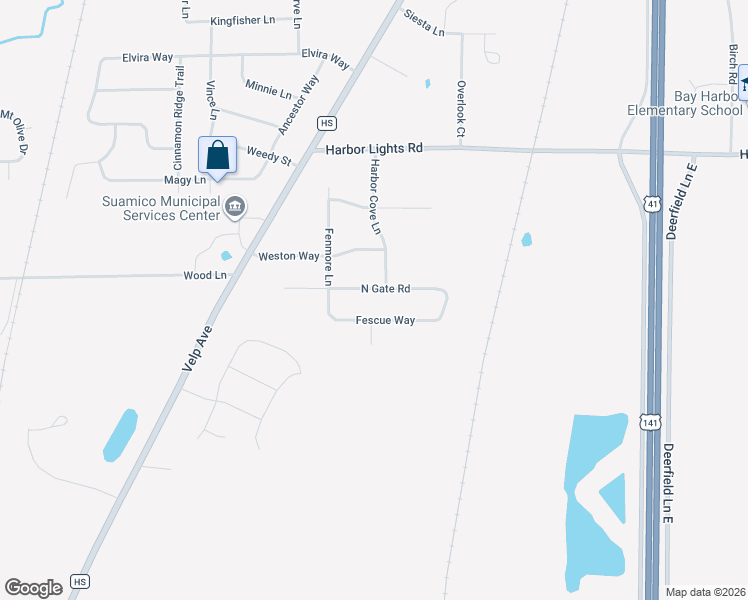 map of restaurants, bars, coffee shops, grocery stores, and more near 2059 North Gate Road in Green Bay