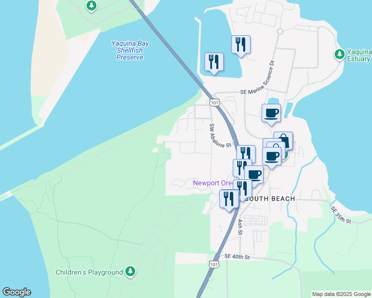 map of restaurants, bars, coffee shops, grocery stores, and more near 217 Southwest 29th Street in Newport
