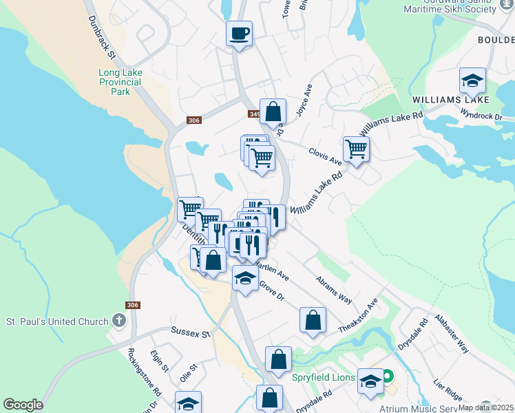map of restaurants, bars, coffee shops, grocery stores, and more near 85 Feruz Crescent in Halifax