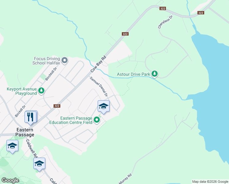 map of restaurants, bars, coffee shops, grocery stores, and more near 73 Atikian Drive in Eastern Passage