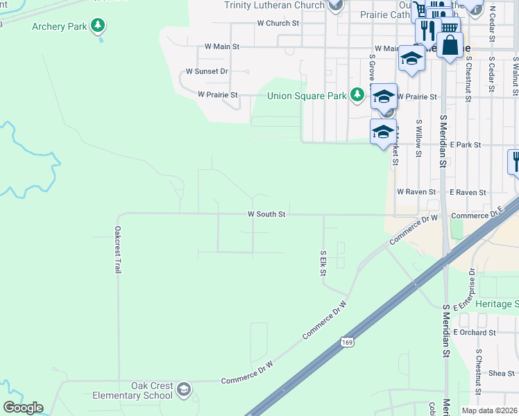 map of restaurants, bars, coffee shops, grocery stores, and more near 92 Oakwood Dr in Belle Plaine