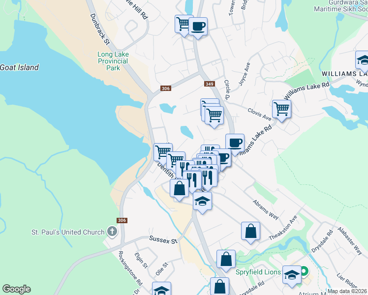 map of restaurants, bars, coffee shops, grocery stores, and more near 17 Lewis Street in Halifax
