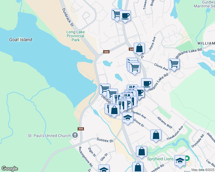 map of restaurants, bars, coffee shops, grocery stores, and more near Spencer Avenue in Halifax