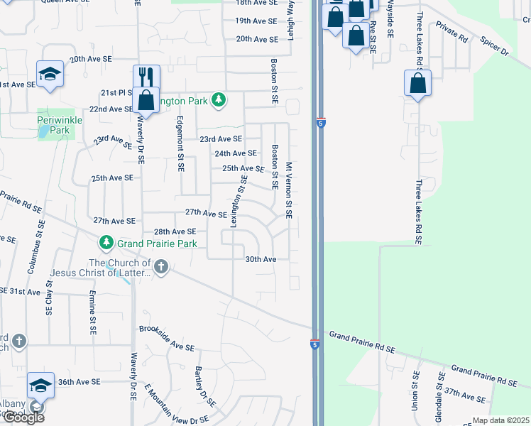 map of restaurants, bars, coffee shops, grocery stores, and more near 3156 Quail Avenue Southeast in Albany