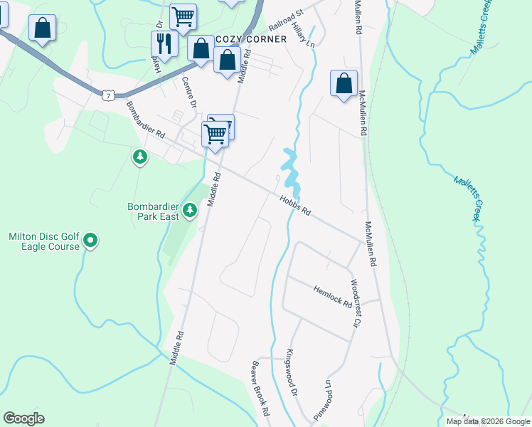map of restaurants, bars, coffee shops, grocery stores, and more near 133 Meadow Road in Milton