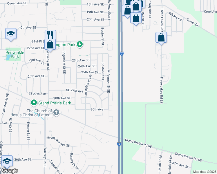 map of restaurants, bars, coffee shops, grocery stores, and more near Mount Vernon Street Southeast in Albany