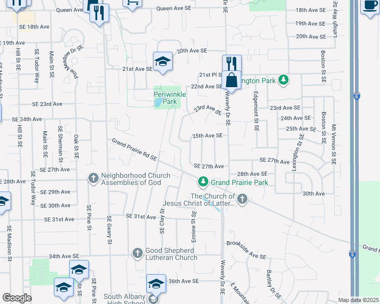 map of restaurants, bars, coffee shops, grocery stores, and more near 2626 Ermine Street Southeast in Albany