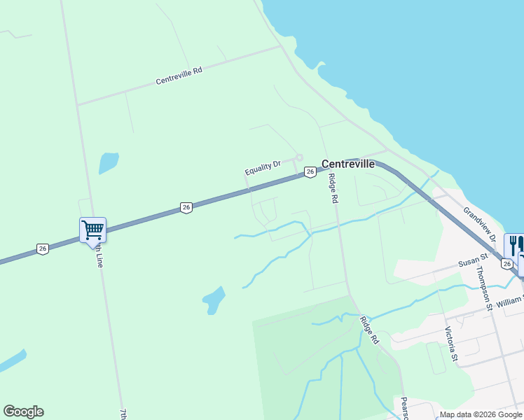map of restaurants, bars, coffee shops, grocery stores, and more near 12 Driftwood Lane in Meaford