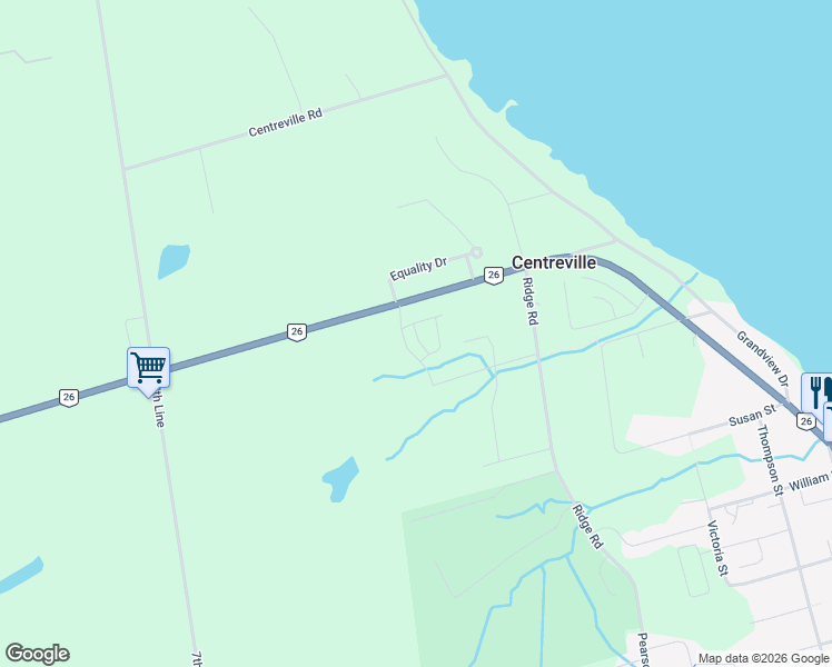 map of restaurants, bars, coffee shops, grocery stores, and more near 10 Driftwood Lane in Meaford