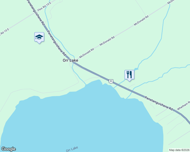 map of restaurants, bars, coffee shops, grocery stores, and more near 5724 Penetanguishene Road in Elmvale