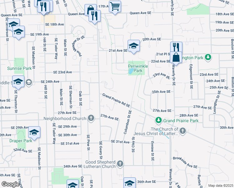map of restaurants, bars, coffee shops, grocery stores, and more near 1890 Valley Park Drive Southeast in Albany