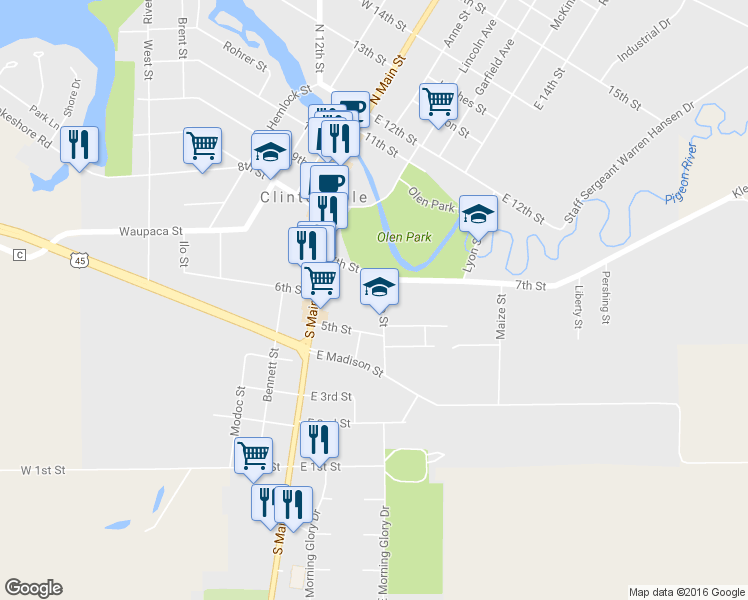 map of restaurants, bars, coffee shops, grocery stores, and more near 140 Auto Street in Clintonville