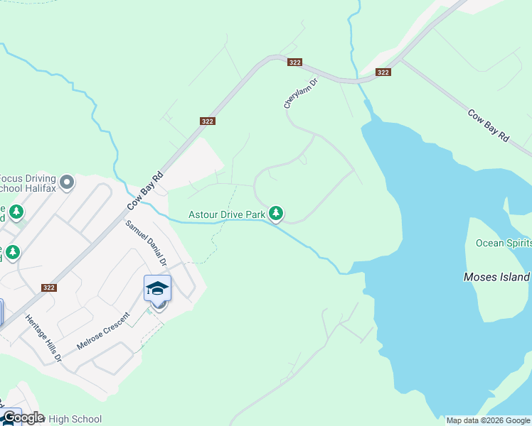 map of restaurants, bars, coffee shops, grocery stores, and more near 51 Astour Drive in Eastern Passage