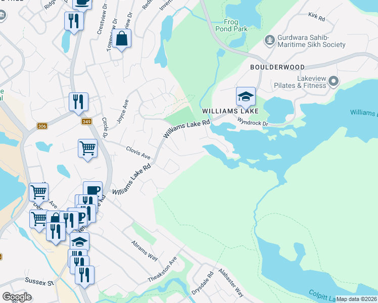 map of restaurants, bars, coffee shops, grocery stores, and more near 25 Acorn Road in Halifax
