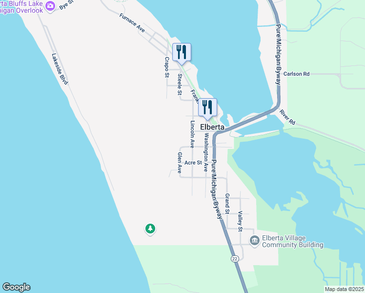 map of restaurants, bars, coffee shops, grocery stores, and more near 847 Glen Avenue in Elberta