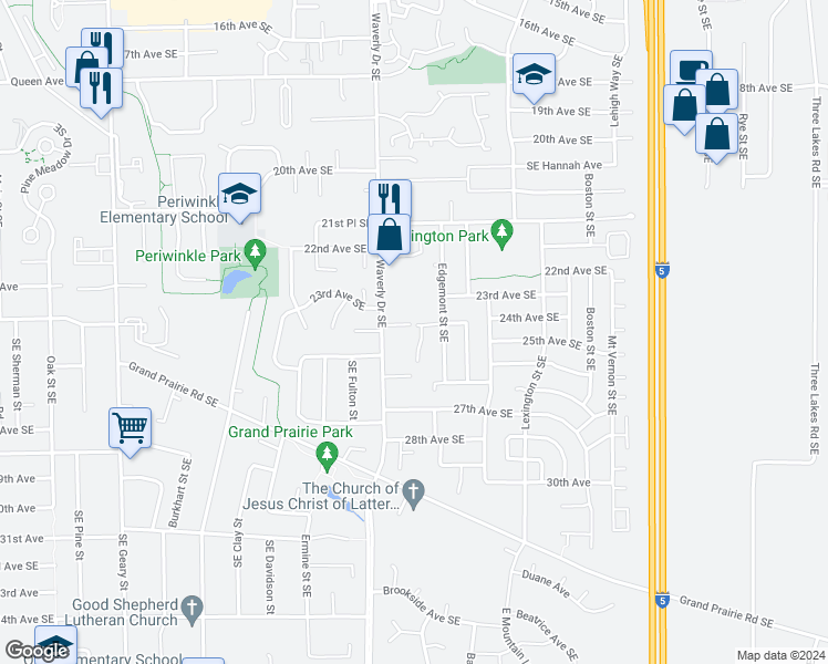 map of restaurants, bars, coffee shops, grocery stores, and more near 2406 Bain Court Southeast in Albany
