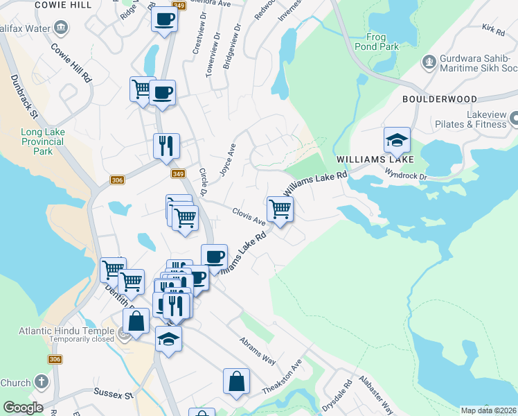 map of restaurants, bars, coffee shops, grocery stores, and more near 6 Nelson Avenue in Halifax