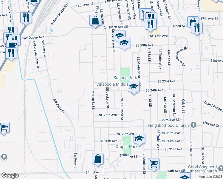 map of restaurants, bars, coffee shops, grocery stores, and more near 42 Southeast 24th Avenue in Albany