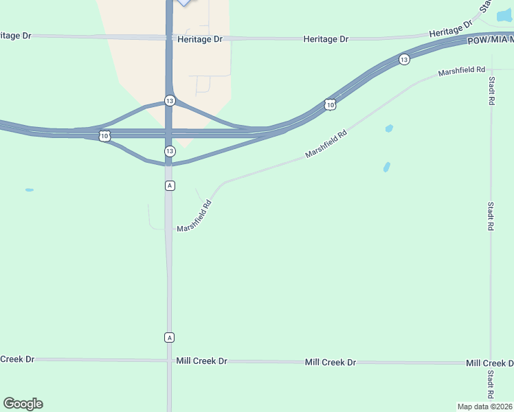 map of restaurants, bars, coffee shops, grocery stores, and more near 10299 Township Court in Marshfield