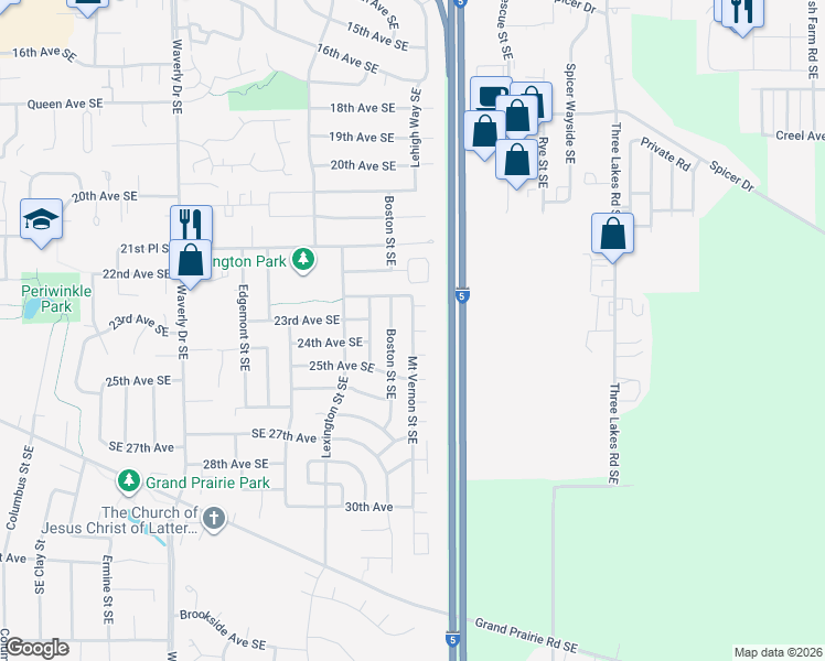map of restaurants, bars, coffee shops, grocery stores, and more near 2367 Mount Vernon Street Southeast in Albany