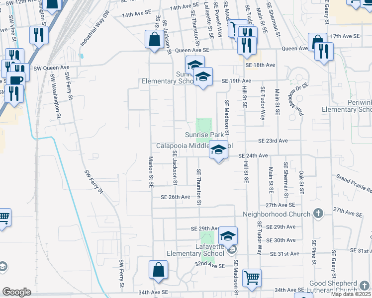 map of restaurants, bars, coffee shops, grocery stores, and more near 42 Southeast 24th Avenue in Albany