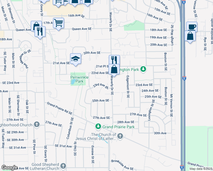 map of restaurants, bars, coffee shops, grocery stores, and more near 2631 23rd Avenue Southeast in Albany