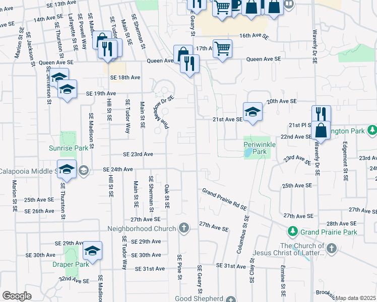 map of restaurants, bars, coffee shops, grocery stores, and more near 1642 Southeast 23rd Court in Albany