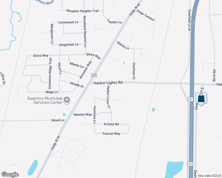 map of restaurants, bars, coffee shops, grocery stores, and more near 1986 Harbor Lights Road in Suamico