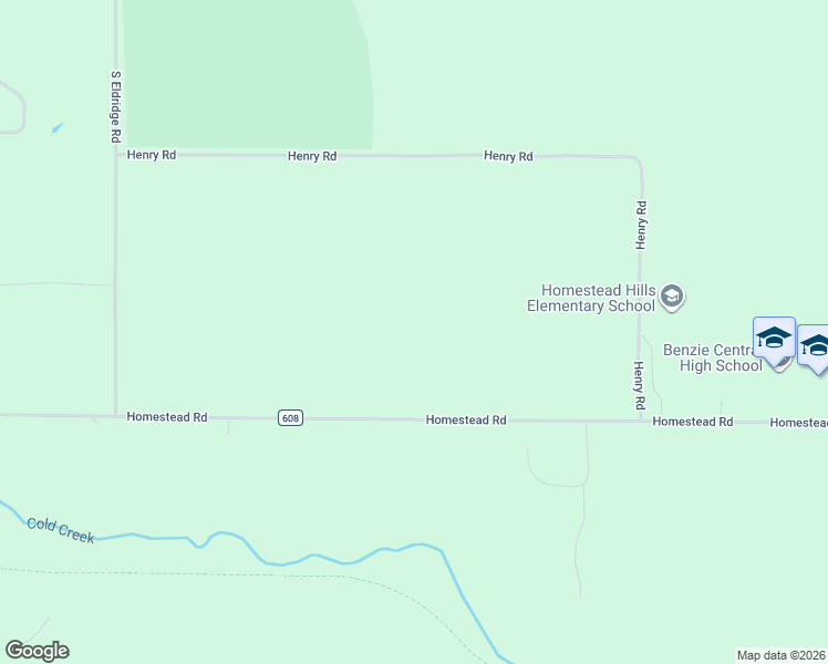 map of restaurants, bars, coffee shops, grocery stores, and more near 8530 Homestead Road in Benzonia