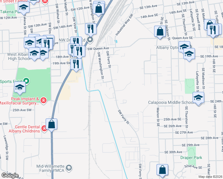 map of restaurants, bars, coffee shops, grocery stores, and more near 318 22nd Avenue Southwest in Albany