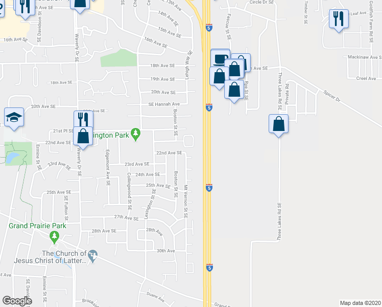 map of restaurants, bars, coffee shops, grocery stores, and more near 3509 22nd Court Southeast in Albany