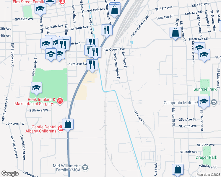 map of restaurants, bars, coffee shops, grocery stores, and more near 592 22nd Avenue Southwest in Albany