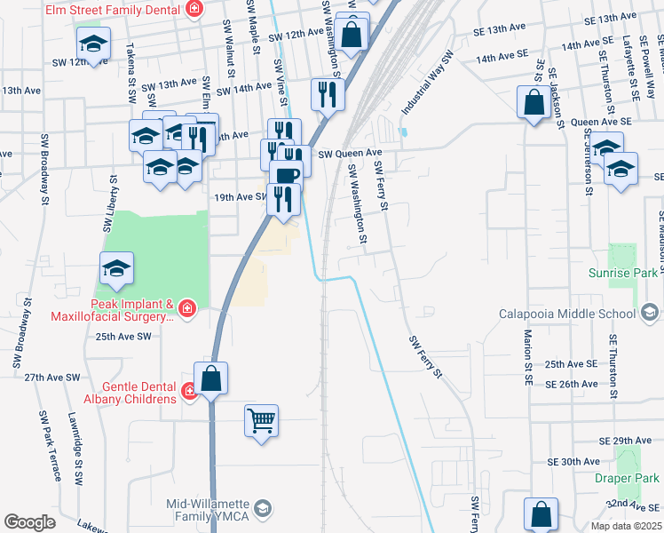 map of restaurants, bars, coffee shops, grocery stores, and more near 592 22nd Avenue Southwest in Albany