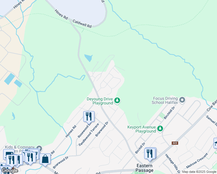 map of restaurants, bars, coffee shops, grocery stores, and more near 11 Cedar Lane in Eastern Passage