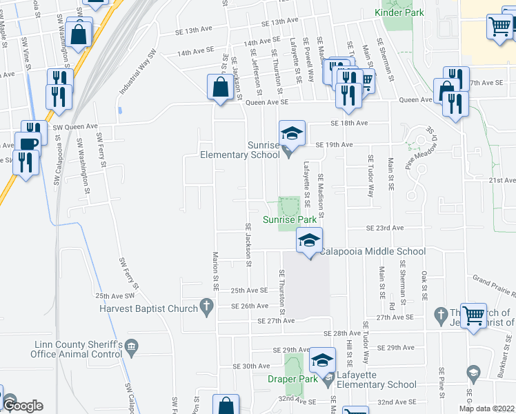 map of restaurants, bars, coffee shops, grocery stores, and more near 568 22nd Avenue Southeast in Albany