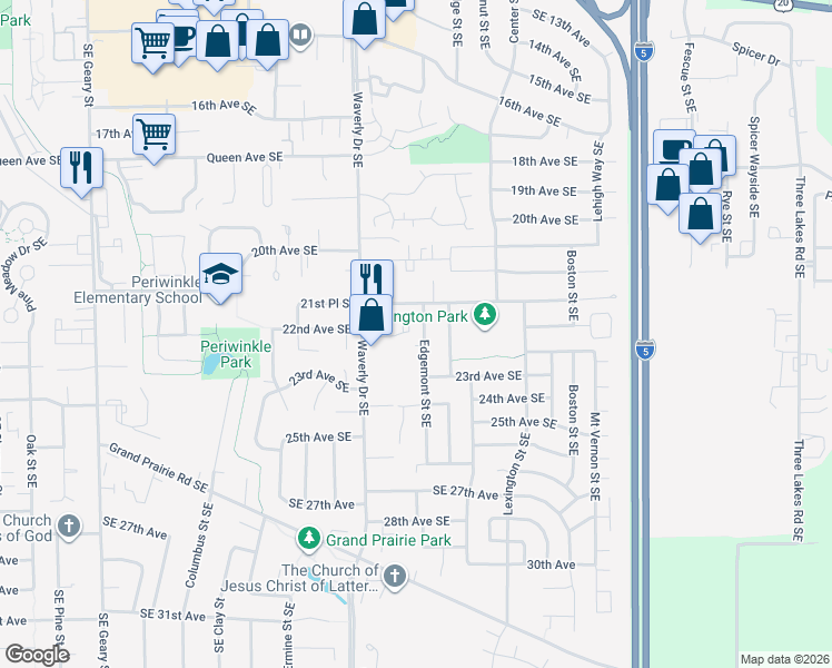 map of restaurants, bars, coffee shops, grocery stores, and more near 2182 Edgemont Street Southeast in Albany