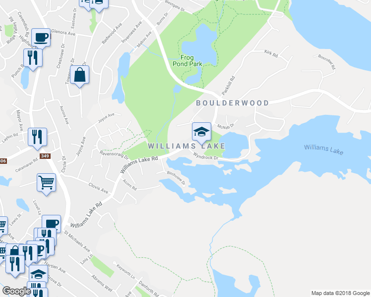 map of restaurants, bars, coffee shops, grocery stores, and more near 115 Williams Lake Road in Halifax