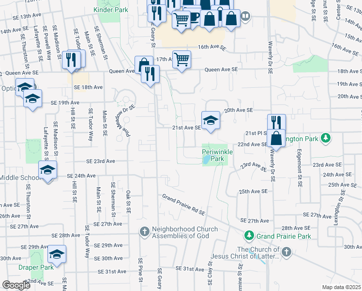 map of restaurants, bars, coffee shops, grocery stores, and more near 2188 Southeast Chicago Street in Albany