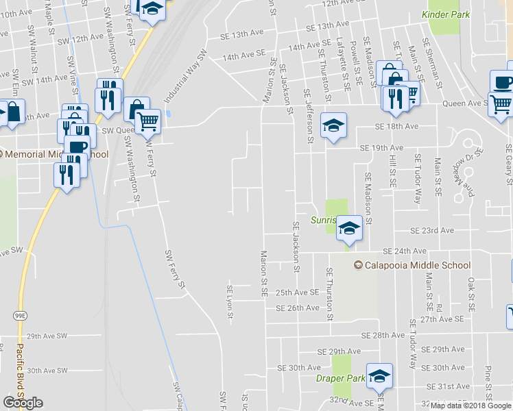 map of restaurants, bars, coffee shops, grocery stores, and more near 2154 Marion Street Southeast in Albany