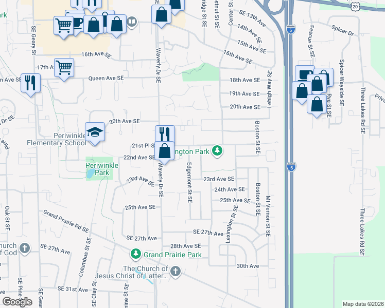 map of restaurants, bars, coffee shops, grocery stores, and more near 2182 Edgemont Street Southeast in Albany